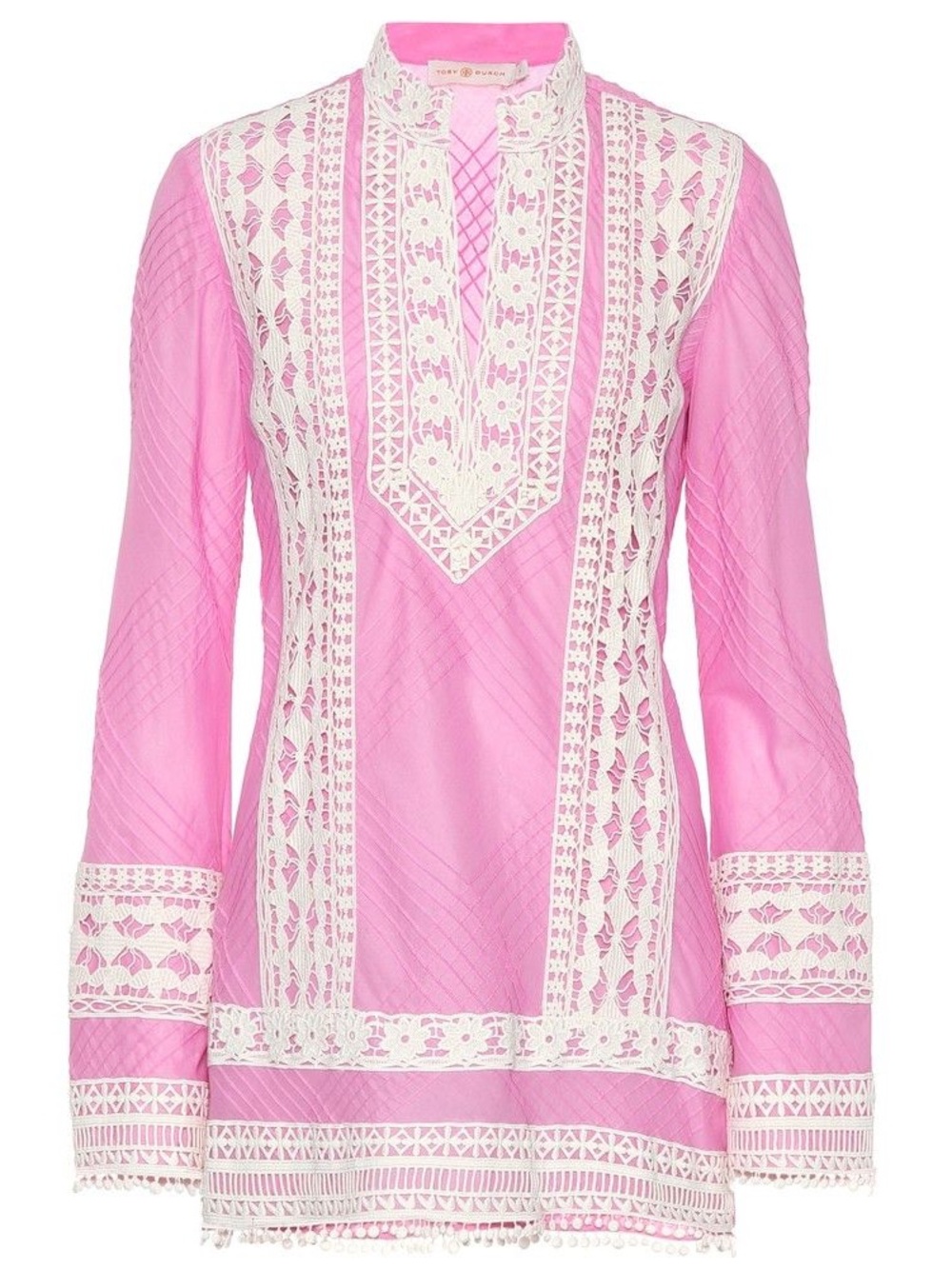 Tory Burch Rachel Magnolia Pink Cotton Crochet Tunic Small 4